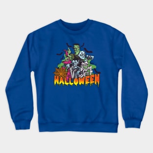 Happy Halloween Zombie Vampire and Monsters Crewneck Sweatshirt